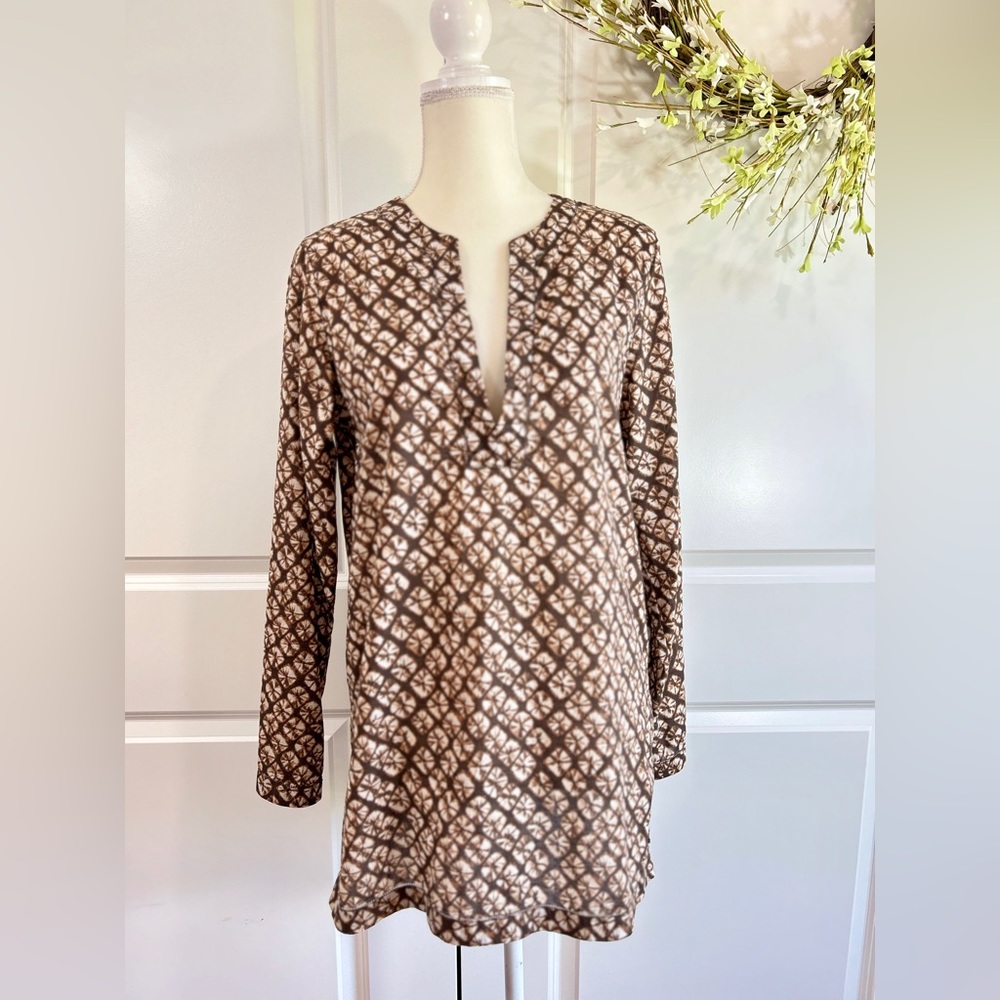 Michael Kors Womens Brown Tunic Top Tribal Boho Peasant